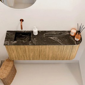 Mondiaz Joya DLux 100cm toiletmeubel ronding rechts oak met wastafel faye links zonder kraangat lava