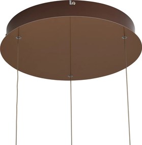 Design hanglamp rosé goud met amber glas incl. LED 3-staps dimbaar 3-lichts easylift - Fiera