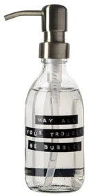 Wellmark Handzeep helder glas messing pomp 250ml tekst MAY ALL YOUR TROUBLES BE BUBBLES Zwart label 8719325913125