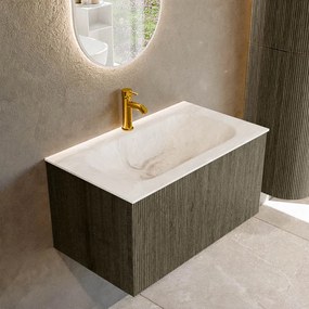 Mondiaz Kurve-dlux 80cm badmeubel shadow met 1 lade en wastafel big small midden 1 kraangat frappe