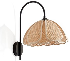 Wandlamp met metalen bloemblaadjes van staal en rotan, Lola