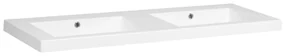 Brauer Solar Medium dubbele wastafel mineraalmarmer 120cm zonder kraangaten wit glans