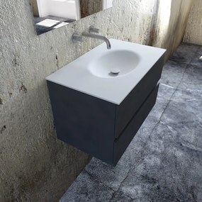 Zaro Sevilla Solid Surface badkamermeubel 80cm mat antraciet zonder kraangat