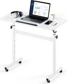 VEVOR in hoogte verstelbaar bureau 810x410mm, 25kg draagvermogen computerbureau met 360° kantelbaar tafelblad, kantoorbureau met haken en vergrendelbare wielen, zit-sta bureau voor thuiswerkplek/studeerkamer