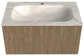Mondiaz Kurve-dlux 80cm badmeubel dusk met 1 lade en wastafel big small midden 1 kraangat ostra