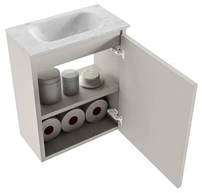 Mondiaz Ture DLux toiletmeubel 40cm linen met wastafel opalo midden zonder kraangat