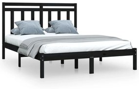 vidaXL Bedframe massief hout zwart 150x200 cm 5FT King Size