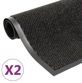vidaXL Droogloopmatten 2 st rechthoekig getuft 90x150 cm zwart