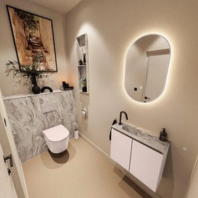 MONDIAZ TURE-DLUX 60cm toiletmeubel Rosee. EDEN wastafel Glace positie links. Met 1 kraangat. TUREDX60ROSL1GLA