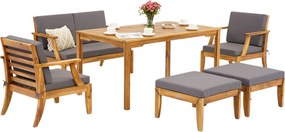 Danang Apetito 4 acacia houten tuinmeubelen met Garden Point poefs