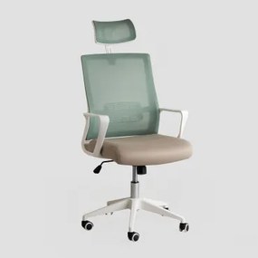 Bureaustoel Met Wielen En Armleuningen In Polypropyleen Teill Colors Celadon - Beige – Linnen - Sklum