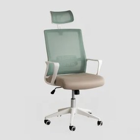 Bureaustoel Met Wielen En Armleuningen Teill Colors Celadon - Beige – Linnen - Sklum