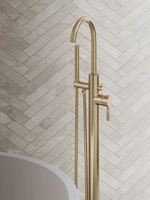 Saniclear Brass Stripes vrijstaande badkraan geborsteld messing - mat goud