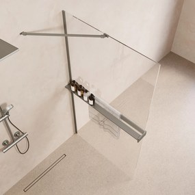 Saniclear Oblique inloopdouche 90cm met handdoekhouder en helder glas RVS