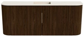 Mondiaz Joya DLux 105cm toiletmeubel ronding links/rechts walnut met wastafel faye midden 1 kraangat meli