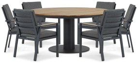 Tuinset Ronde Tuintafel 6 personen 160 cm Aluminium/teak Grijs  Lifestyle Garden Furniture Marseille/Salerno