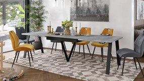 AVERY Beton Millenium/onderkant zwart - LOFT/INDUSTRIËLE TAFEL VOOR WOONKAMER/EETKAMER UITKLAPBAAR TOT 330 cm!