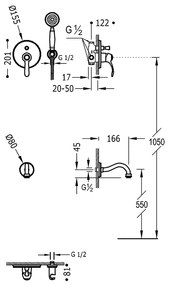 Tres Clasic inbouw badmengkraan met handdouche chroom