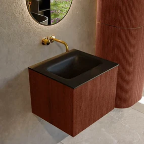 Mondiaz Kurve 50cm badmeubel ruby met 1 lade en wastafel grunne midden zonder kraangat urban