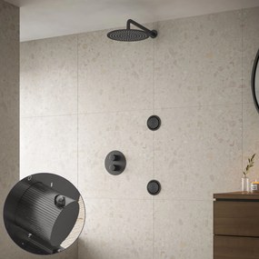 Saniclear Iron Stripes inbouw regendouche 30cm met ronde massagejets en muurarm verouderd ijzer - gunmetal