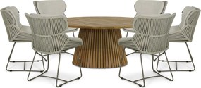 Tuinset Ronde Tuintafel 6 personen 180 cm Rope Taupe  Santika Furniture Santika