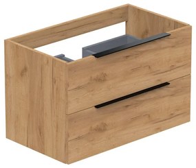 Thebalux Type wastafelonderkast 2 lades met opbouwgreep mat zwart (Type 2 en 6) wand MDF/spaanderplaat sequoia 1TY80170SQ-NZ