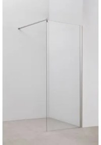 Vaste Douchewand Met 8 Mm Gehard Glas En Bristol Aluminium Geborsteld Grijs & Transparant & 80 X 195 Cm - Sklum