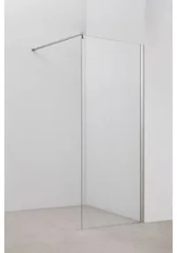 Vaste Douchewand Met 8 Mm Gehard Glas En Bristol Aluminium Geborsteld Grijs & Transparant & 80 X 195 Cm - Sklum