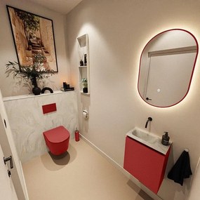 MONDIAZ TURE-DLUX 40cm toiletmeubel Fire. EDEN wastafel Ostra positie links. Zonder kraangat. TUREDX40FIRL0OST