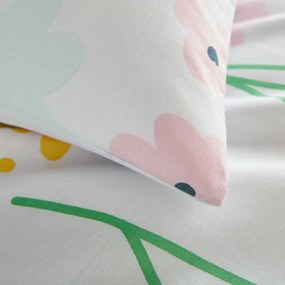 Bedset voor kinderbed in katoen, rechthoekige kussensloop.Fleurs