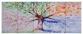 vidaXL Wandprintset regenboom 200x80 cm canvas meerkleurig