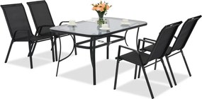 Modena/Bitonto metalen tuinmeubelen voor 4 personen Garden Point zwart