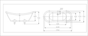 Best Design Double Slip vrijstaand bad 175 x 72 x 79cm