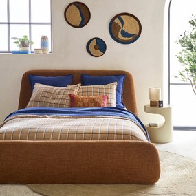 Opbergbed met opklapbare lattenbodem, chenille-stof, STEEN