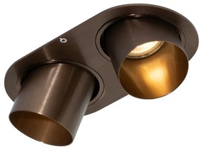 Afgeronde inbouwspot donkerbrons GU10 50mm 2-lichts - Installa Modern GU10 Binnenverlichting Lamp