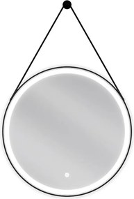 Mexen Reni verlicht badkamerspiegel, rond 60 cm, LED 6000K, anti-condens, zwarte lijst - 9812-060-060-611-70