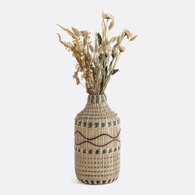 Decoratieve vaas in bamboe H35 cm, Plooming