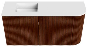 Mondiaz Joya 80cm toiletmeubel ronding rechts ruby met wastafel faye links 1 kraangat talc