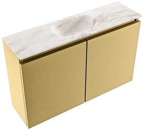 Mondiaz Ture DLux toiletmeubel 80cm oro met wastafel frappe midden zonder kraangat