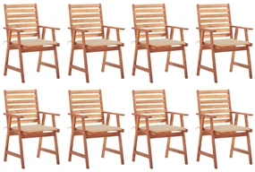 vidaXL Tuinstoelen 8 st met kussens massief acaciahout
