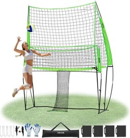 VEVOR Volleybal Trainingsnet, in hoogte verstelbare oefenapparatuur met balretour, 2,44 x 3,35 m draagbaar netstation, eenvoudige installatie voor binnen- en buitengebruik in de tuin