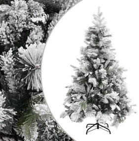 vidaXL Kerstboom met dennenappels en sneeuw 120 cm PVC en PE