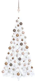 vidaXL Kunstkerstboom met LED's en kerstballen half 180 cm wit