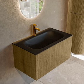 Mondiaz Kurve 80cm badmeubel dusk met 1 lade en wastafel big small midden 1 kraangat urban