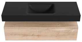 Zaro Alan badmeubel 130cm washed oak 1 lade met vrijhangende wastafel cloud midden zonder kraangat urban