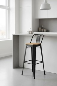 Kruk Torix met rugleuning van natuurlijk hout