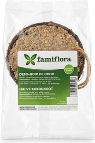 Famiflora Halve Kokosnoot Gevuld - Wilde Vogels - Vet & Zadenmix - +/- 200g