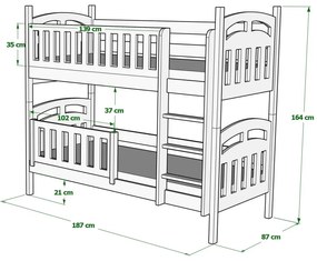 Kinderen Wit - Roze Stapelbed van massief hout - Niko For Kids Kinderen Junior 5059914048962 Children's Beds Home, 160x80, Grote enkele, 11 cm schuim/