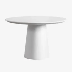 Ronde Eettafel Ø120 Cm In Cement Noemi Wit - Sklum