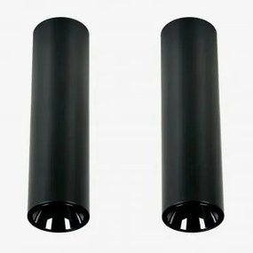 Pack Van 2 Ronde Led-opbouwplafondlampen Ø4 Cm Voor Buiten In Aluminium Luisiana Warm Wit 2700k & Zwart & 3 W & 38º - Sklum